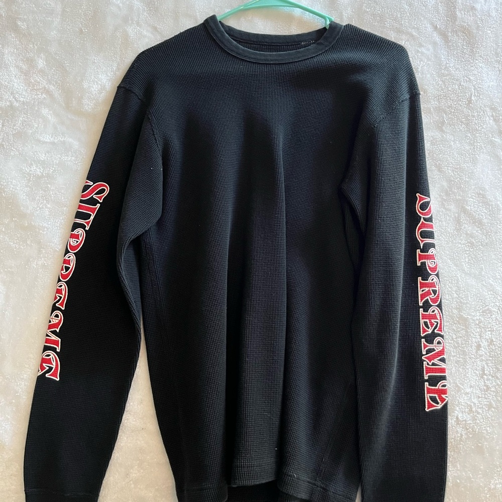 Supreme Black waffle long sleeve lightly used - Picture 2 of 3